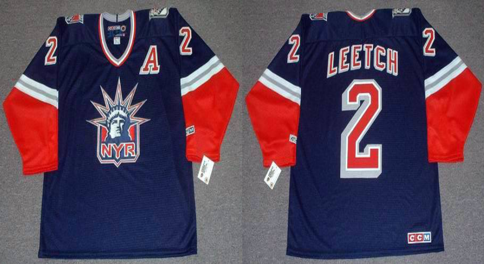 2019 Men New York Rangers #2 Leetch blue CCM NHL jerseys->new york rangers->NHL Jersey